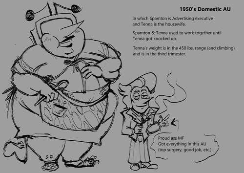 Spamton and Tenna in the 1950's Domestic AU fic.