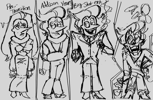 Spamton's evolution from female coded white addision to the ratman we know and love.