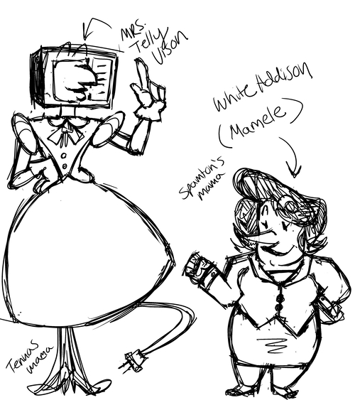 Tellie (Tenna's mom) and Mamele (Spamton's Mom) in the Fat Camp AU.