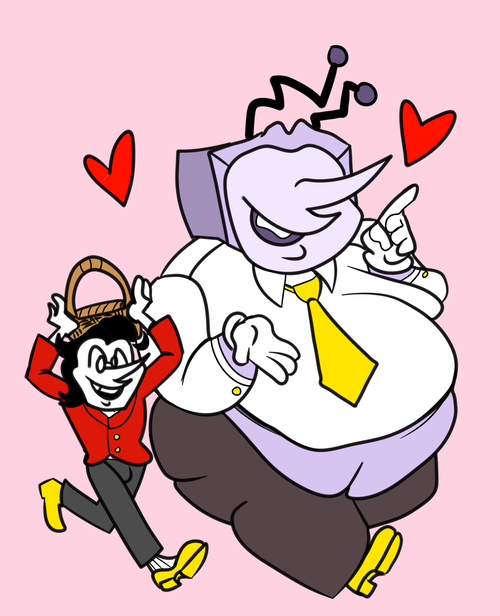 Tenna and Spamton on the way to clear out the vending machine/